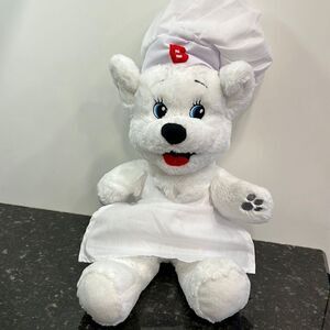 Bimbo Bakery Plush Chef 20” Bear Hand Puppet White Hat Stuffed Animal Toy